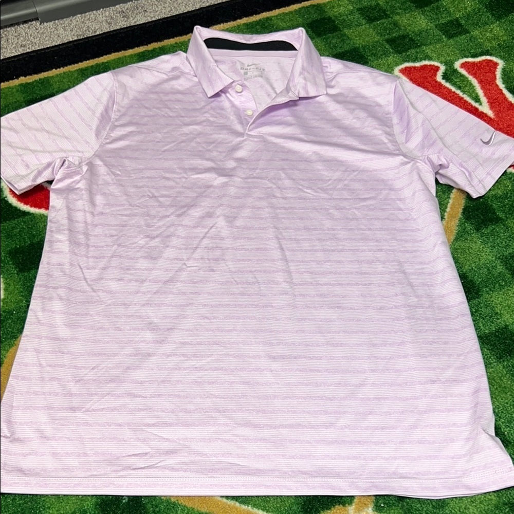 Nike Golf Polo Shirt Mens L Lavender Purple Dri Fit Performance Golf
